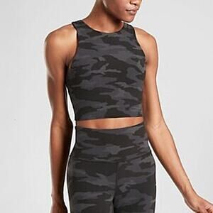Athleta Gray Camo Conscious Crop Powervita Tank Top Bra Size S